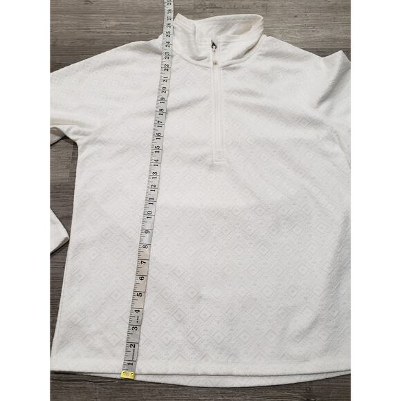 Eddie Bauer White Quilted Pull Over Zip Turtleneck Long Sleeve Sweater Shirt - Picture 7 of 8